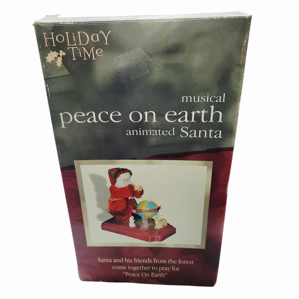 Holiday Time Musical Peace on Earth Animated Santa Figurine w/ Box WORKS - Picture 10 of 10